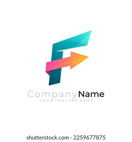 F-Logo und Pfeildesign-Kombination, einfache Design-Vorlage