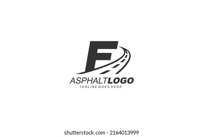 F logo asphalt for identity. construction template vector illustration for your brand.