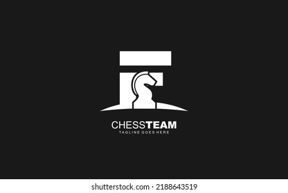 F logo CHESS for branding company. HORSE template vector illustration for your brand.