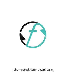 F logo with a circle with an arrow icon vector
