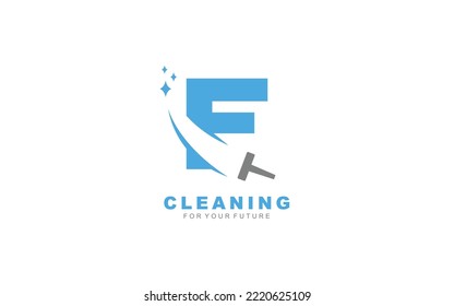 F logo cleaning services for branding company. Housework template vector illustration for your brand.