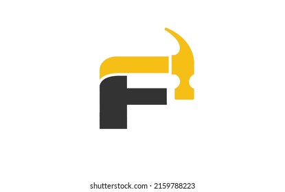 Vector de construcción del logo F para la empresa de maderería. ilustración vectorial de plantilla de martillo de letra inicial para su marca.