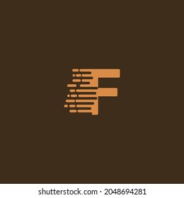 F Logo Design in Dripping Style with Brown Background. Capital Letter logo vector