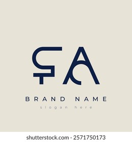 F and A logo design. FA abstract Letters Logo Monogram. This logo design is the process of creating a visual symbol that represents a brand, company, or individual.