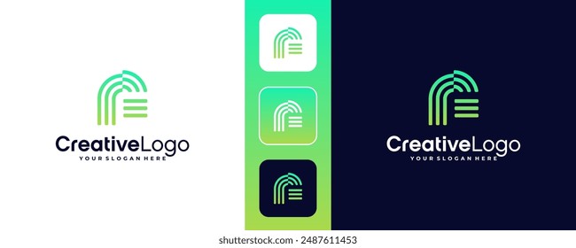 Diseño de logotipo F con diseño de estilo de icono
