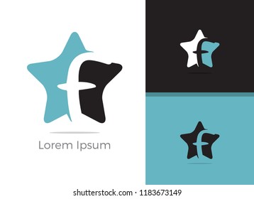 F logo design, letter f in star vector icon.