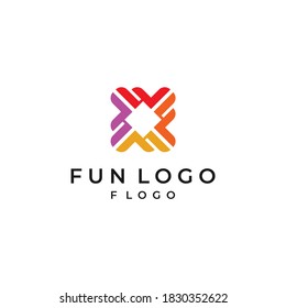 Diseño del logotipo F diseño moderno simple vector creativo colorido con fondo blanco