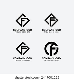 F logo design set flat