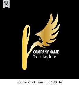 F Logo With Eagle or Hawk Icon Design Template