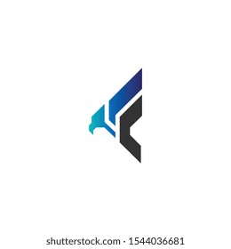 F logo with falcon shaped for symbol - logo - insignia