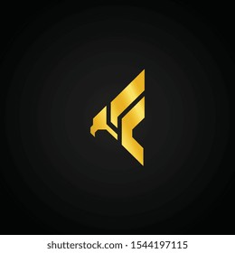 F logo with falcon shaped for symbol - logo - insignia