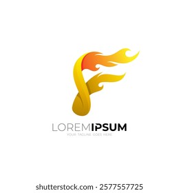 F logo and fire design combination, flame logos
