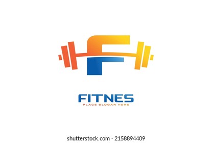 F logo vector de gimnasio para la empresa de identidad. ilustración vectorial de la plantilla de fitness de la letra inicial para su marca.