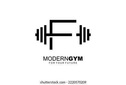 F logo vector de gimnasio para la empresa de identidad. ilustración vectorial de la plantilla de fitness de la letra inicial para su marca.