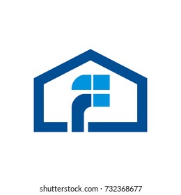 F logo initial letter as a house design template vector