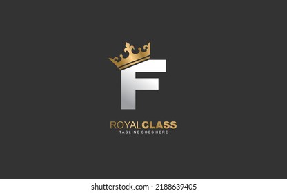 F logo king and crown. letter template vector illustration for your brand.