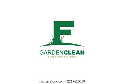 F logo lawncare for branding company. mower template vector illustration for your brand.