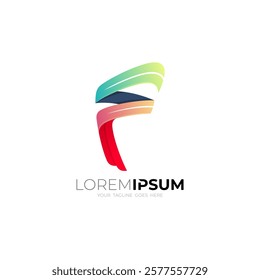 F logo, letter F logo with 3d colorful design, business icons