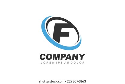 F Letra de logotipo con el concepto CIRCLE para la plantilla 
