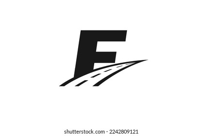 F Logo letter with ROAD concept for template 