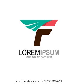 F logo, Letter f logo with wing design combination