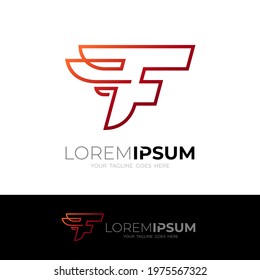 F logo with line design template, simple style logos