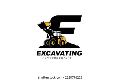 F logo LOADER for construction company. Heavy equipment template vector illustration for your brand.