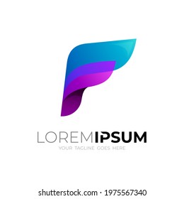 F logo, Modern logo with letter F , 3d colorful logos