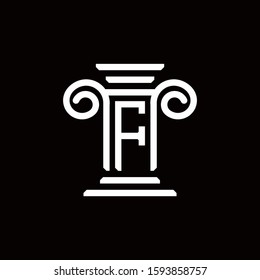 F logo monogram with pillar style design template
