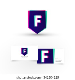 F logo on colorful banner. Modern icon design logo element with business card template. Best for identity and logotypes.