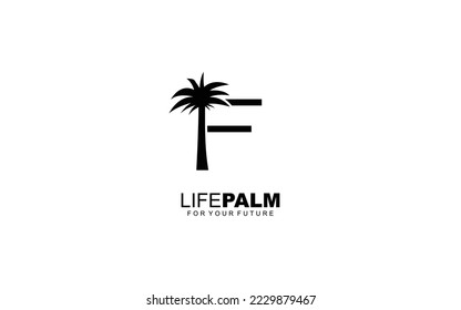 F logo PALM for identity. tree template vector illustration for your brand.