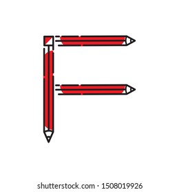 F logo pen style. Isolated white background