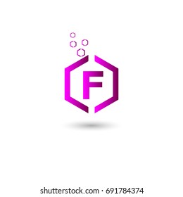 f logo with purple hexagon