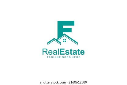 F logo real estate for branding company. identity template vector illustration for your brand.
