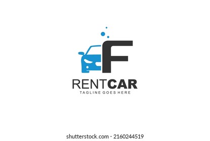 F logo rental for branding company. transportation template vector illustration for your brand.