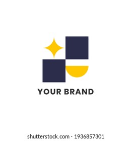 F Logotipo Estrella sonriente Resumen Letra alfabética simple única logotipo único para empresas y empresas. Grabación creativa e identidad corporativa. Diseño de marca