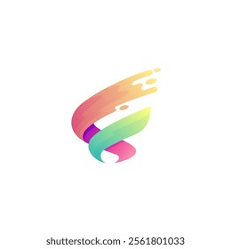 F logo and swoosh design vector, 3d colorful style, business icons