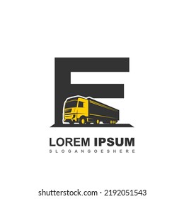 F logo with truck illustration for your brand