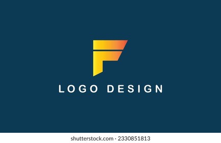 F logo yellow red gradient concept creative simple logo with blue background