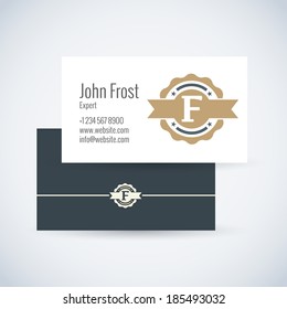f logos business card template with initial emblem letter f f logos white star abstraction background scene performance mark empty business impression silhouette concept creative banner approval writi