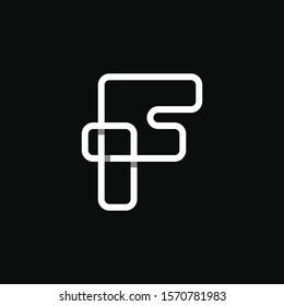 F Logotype Connecting Monoline Outline Black Logo Corporate 