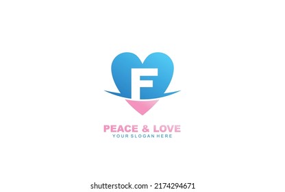F LOVE logo design inspiration. Vector letter template design for brand.