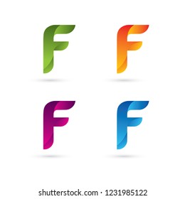 F lphabet letter logo. Abstract Glossy Colorful design template