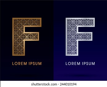 F ,Luxury font ,gold and diamond, logo, symbol, icon, graphic, vector .