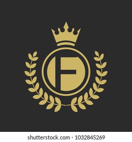 F Luxury logo,Design for Boutique hotel,Resort,Restaurant, Royalty, Victorian identity, luxury Hotel, Heraldic, Fashion,VIP,Club,education Full vector logo template.