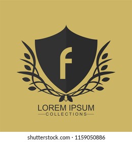 F Luxury logo,Design for Boutique hotel,Resort,Restaurant, Royalty, Victorian identity, luxury Hotel, Heraldic, Fashion,VIP,Club,education Full vector logo template.