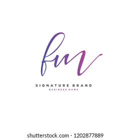 F M FM Initial letter handwriting and  signature logo concept design