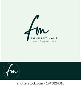 F M FM Initial letter handwriting and signature logo.	
