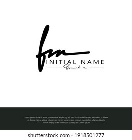 F M FM Letra inicial manuscrita y logotipo de la firma. Logo inicial del vector de belleza .Moda, boutique, floral y botánica