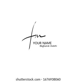 F m Fm Initial logo handwriting template vector